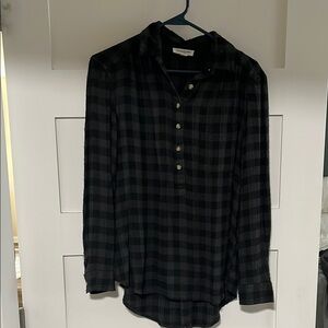 Plaid button down pullover shirt